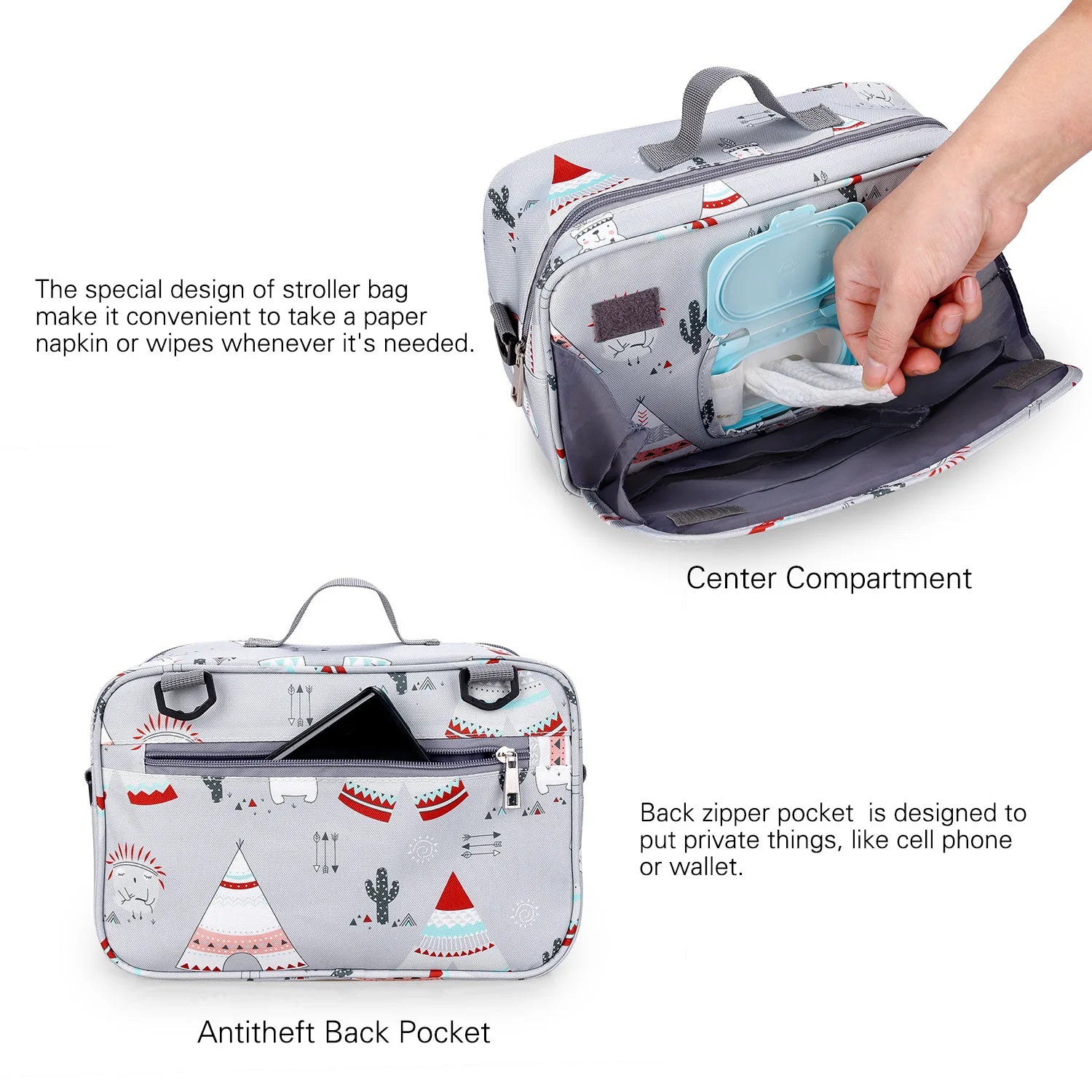 Waterproof Baby Mummy Bag – Wet/Dry Double Handle Diaper Organizer with Fashion Prints