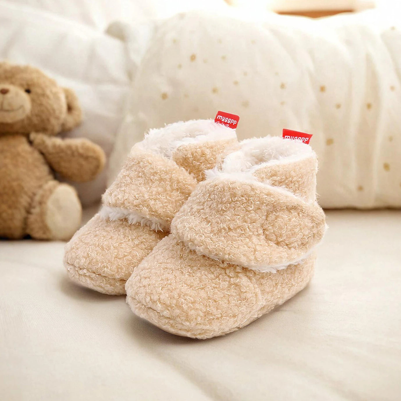 Infant Cozy Fleece Booties – Winter Stay-On Non-Slip Crib Shoes for Baby Boys & Girls