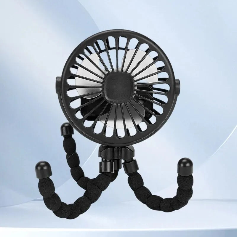 Multifunctional USB Mini Octopus Fan with Phone Holder – Portable Stroller & Travel Cooling Fan for Kids