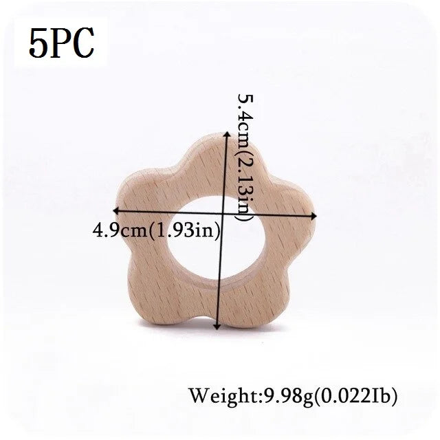 Model PMZ0044 – 5PCS Wooden Baby Teether Set | Beech Rodent & Animal Pendants for DIY Gifts