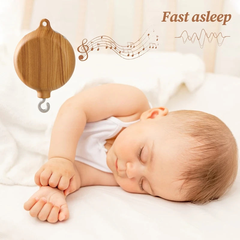 Revolving Music Box – Wooden Hanging Rattle Crib Toy for Newborns