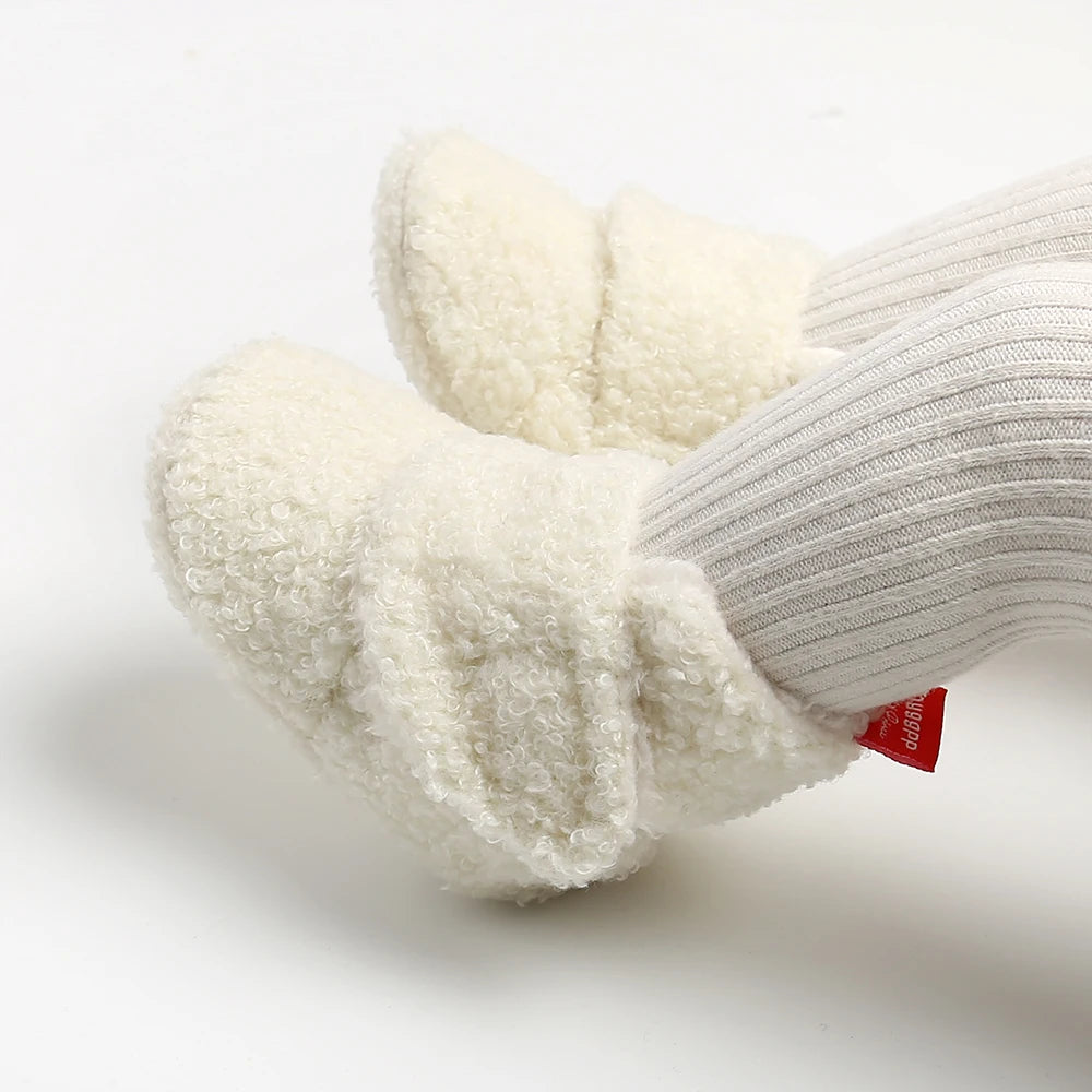 Infant Cozy Fleece Booties – Winter Stay-On Non-Slip Crib Shoes for Baby Boys & Girls
