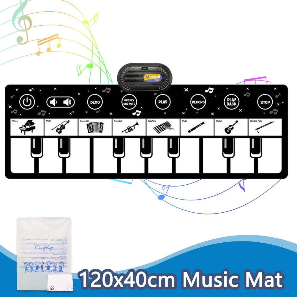 Toddler Music Piano Mat – Foldable Floor Keyboard with Animal Sounds & Lights