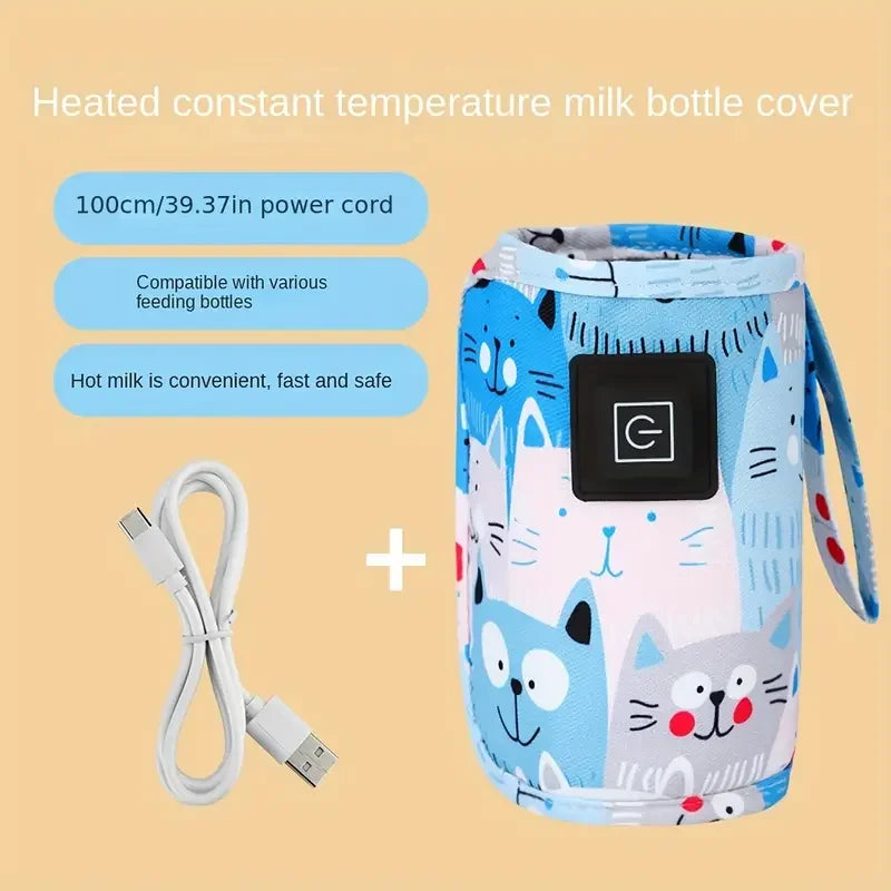 USB Baby Bottle Warmer – Portable PU Feeding Heater for Stroller & Travel Use