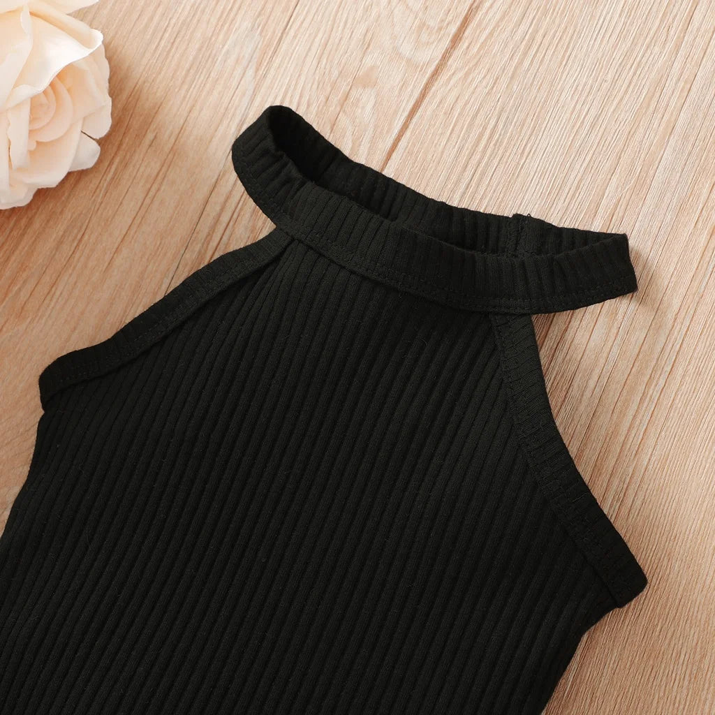 2PCS Ribbed Halter Top & Skirt Summer Outfit for Baby Girls – 3–24 Months