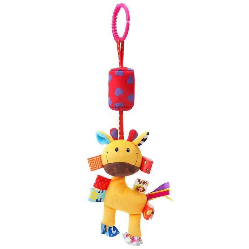 Hanging Sensory Rattle Toy – Plush Animal Teether for Cribs, Strollers & Car Seats