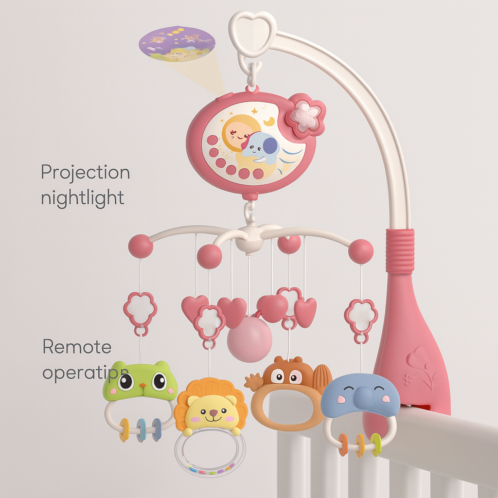 Musical Baby Crib Mobile – Light Projection & Remote-Control Toy for Newborns